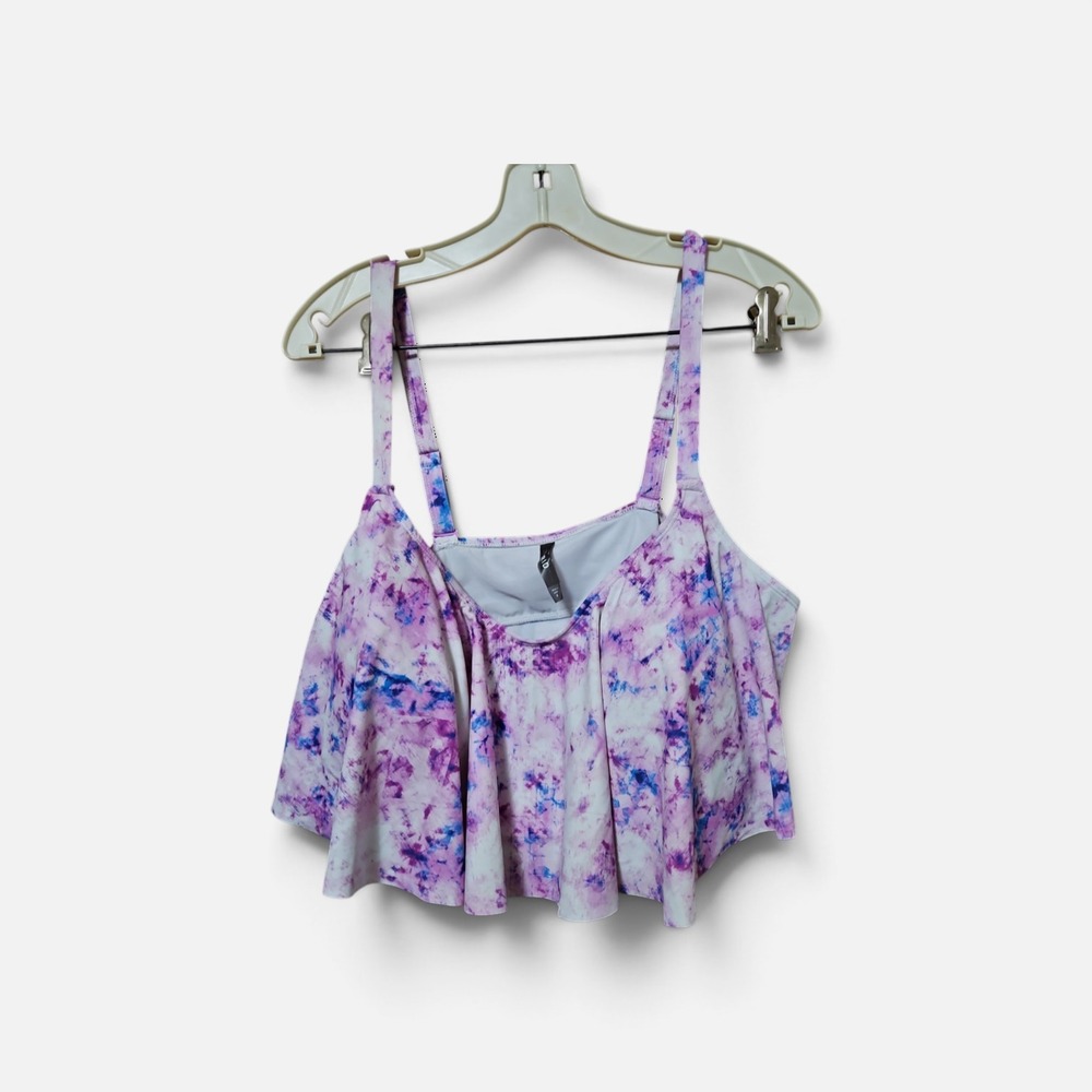 Torrid Purple Tie Dye Flounce Adjustable Straps Scoop Neck Bikini Top Size 4